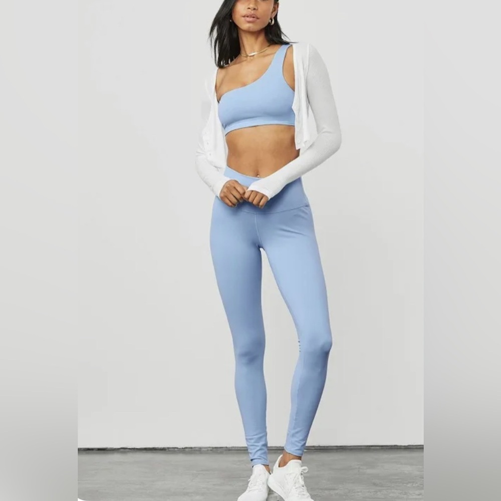NWOT- Alo baby blue airbrush high waste yoga workout leggings